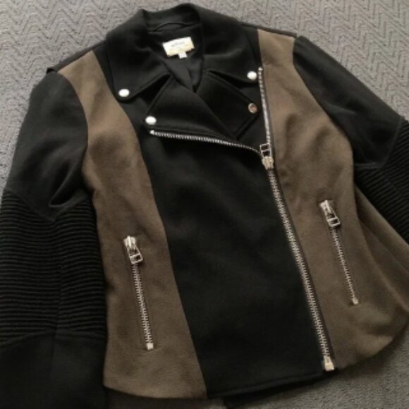 NWOT Wilfred Aritzia Moto Jacket Black Olive Khaki Fabric Made in Japan 2 - Picture 4 of 6